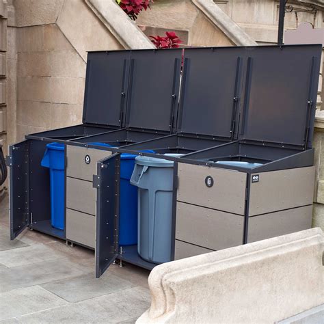 metal trash enclosure detail|outside trash can storage cabinet.